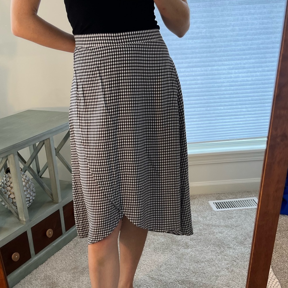 Loft Gingham Midi Skirt